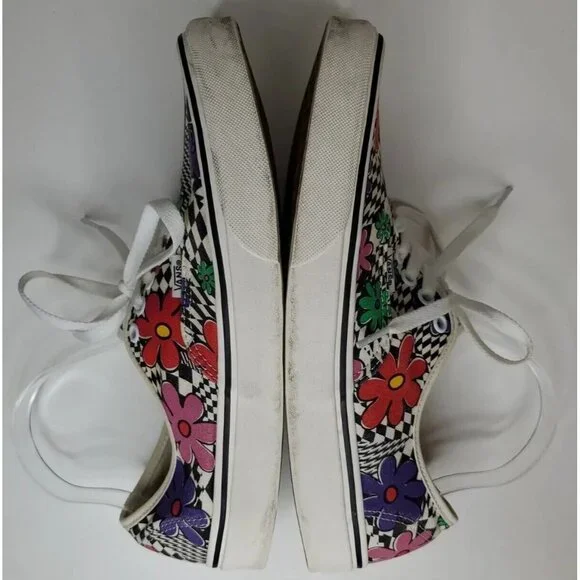 Vans Authentic Printed Floral/Check Men's Classic Skate Shoes Size 10 red green - Picture 8 of 11